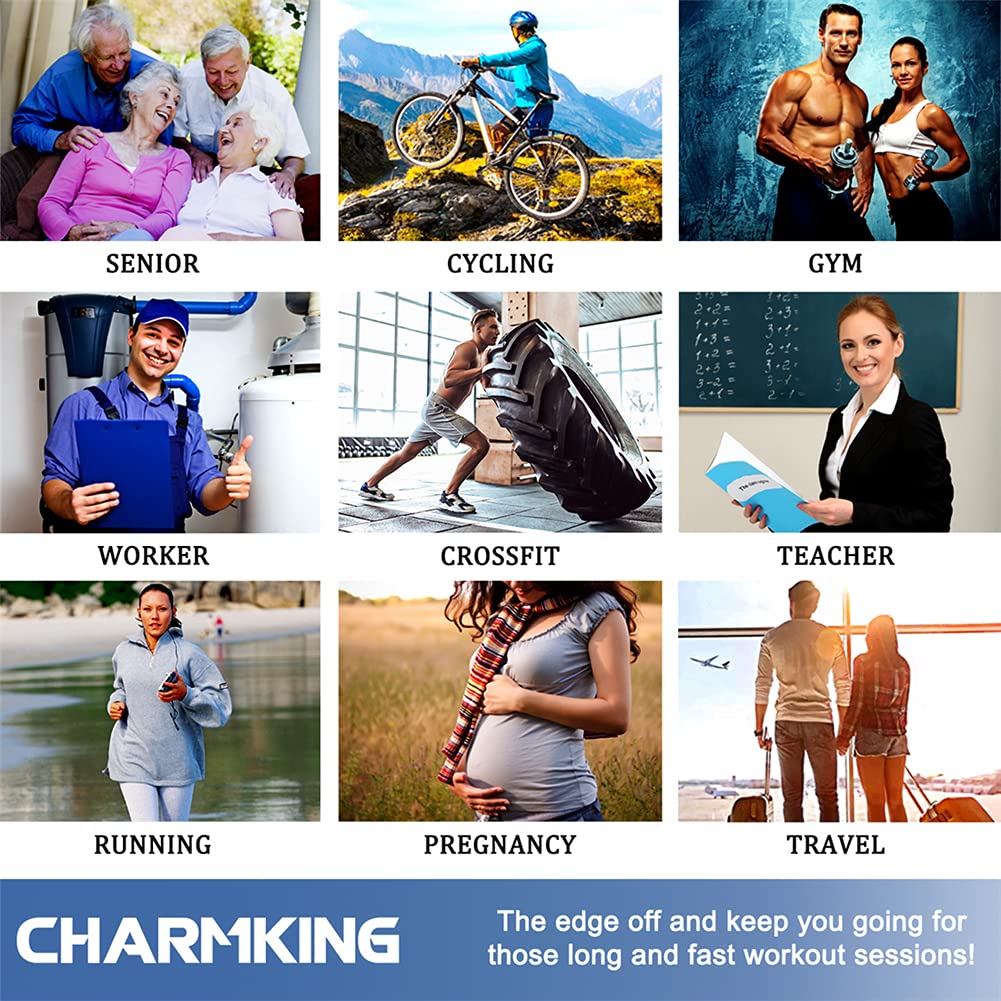 Grid of lifestyle images with labels and a Charmking product advertisement.