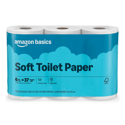Amazon Basics Soft Toilet Paper roll on a white background