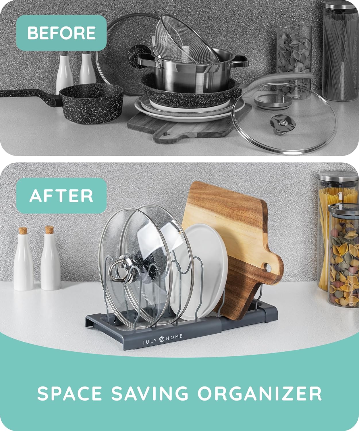 Gray Expandable Pan & Lid Organizer