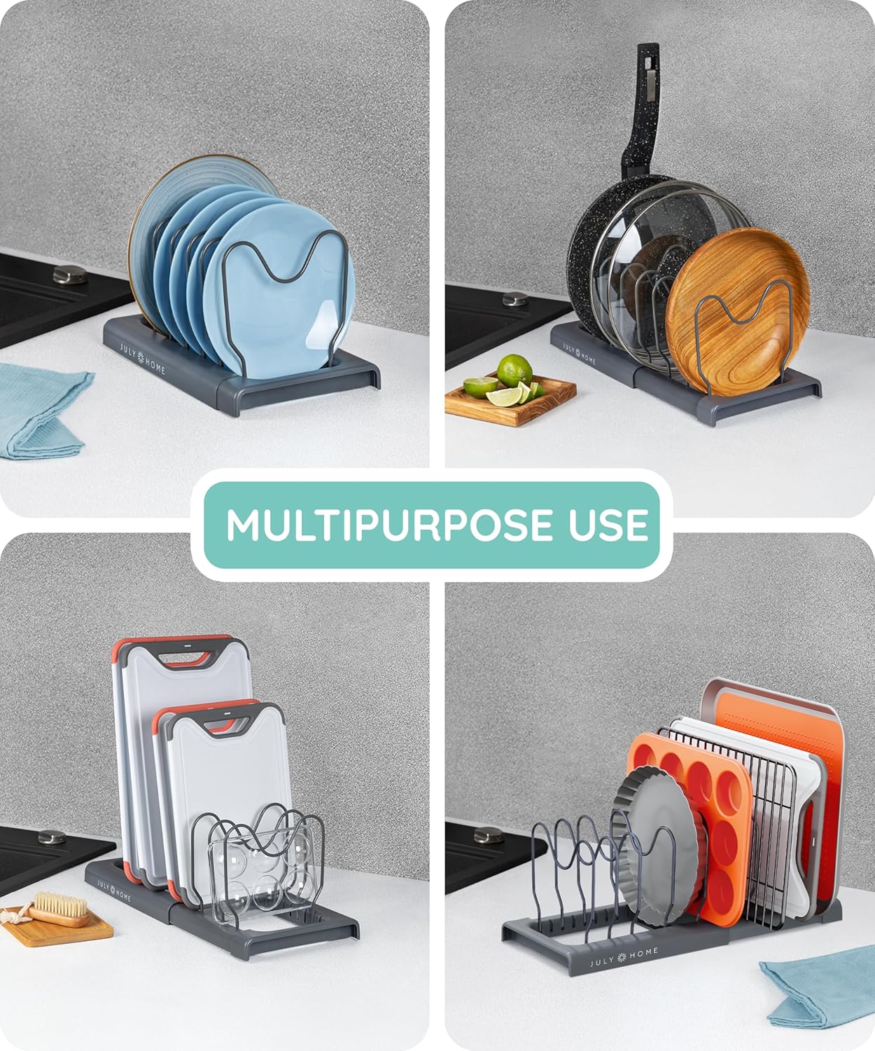 Gray Expandable Pan & Lid Organizer