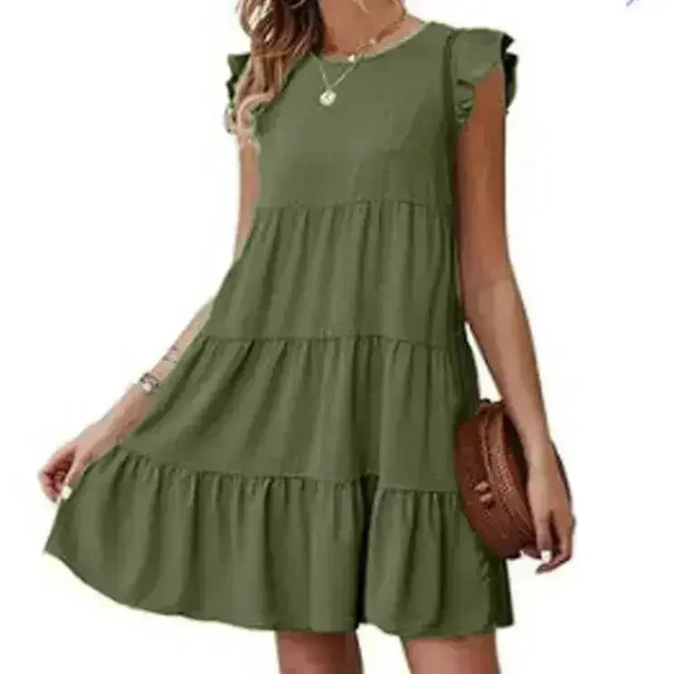 Flowy Cap Sleeve Shift Dress