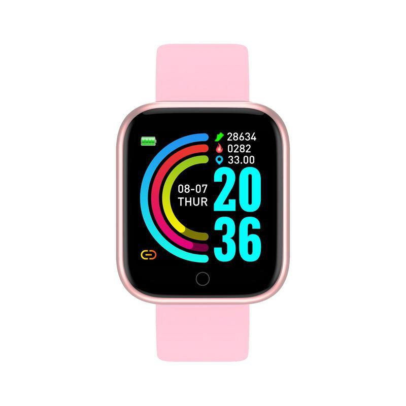 Smartwatch with a pink band on a white background
