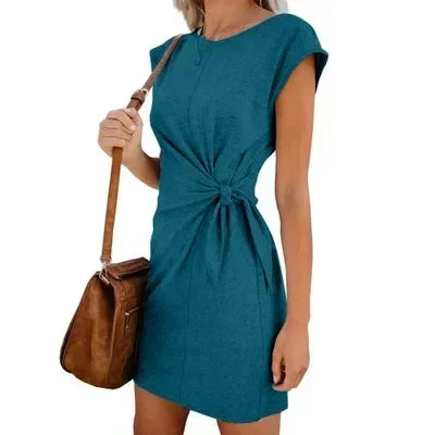 Lace-Up Waist A-Line Mini Dress