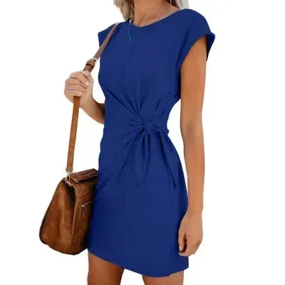Lace-Up Waist A-Line Mini Dress