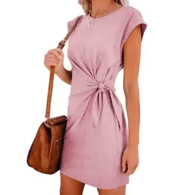 Lace-Up Waist A-Line Mini Dress