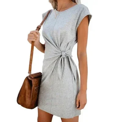 Lace-Up Waist A-Line Mini Dress