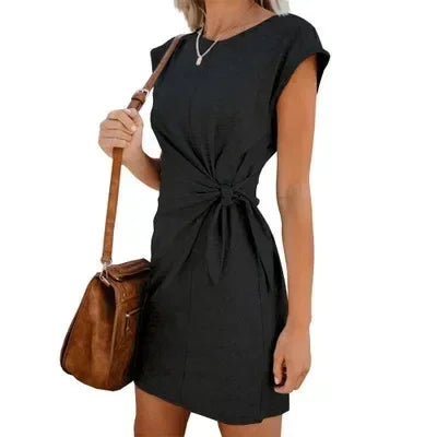 Lace-Up Waist A-Line Mini Dress