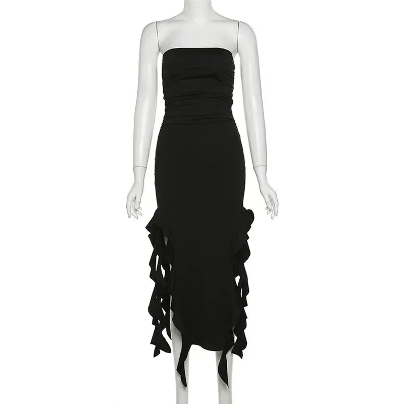 Ruffle Off-Shoulder Midi Dress
