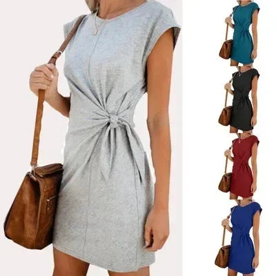 Lace-Up Waist A-Line Mini Dress