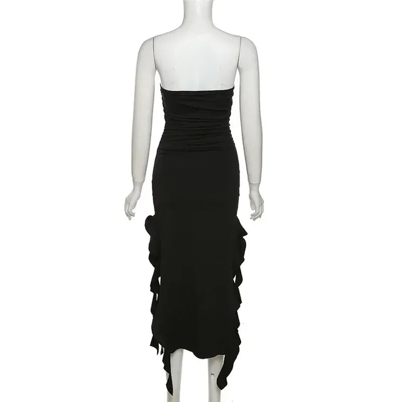 Ruffle Off-Shoulder Midi Dress