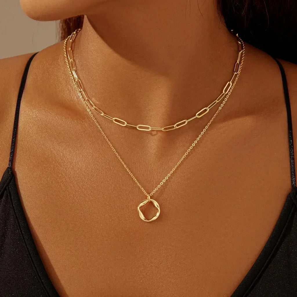Layered Gold Necklaces for Women- 14K Gold Silver Plated
