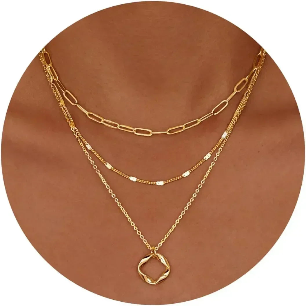 Layered Gold Necklaces for Women- 14K Gold Silver Plated