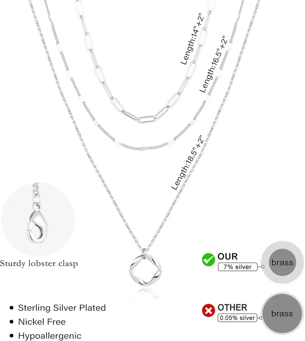 Layered Gold Necklaces for Women- 14K Gold Silver Plated