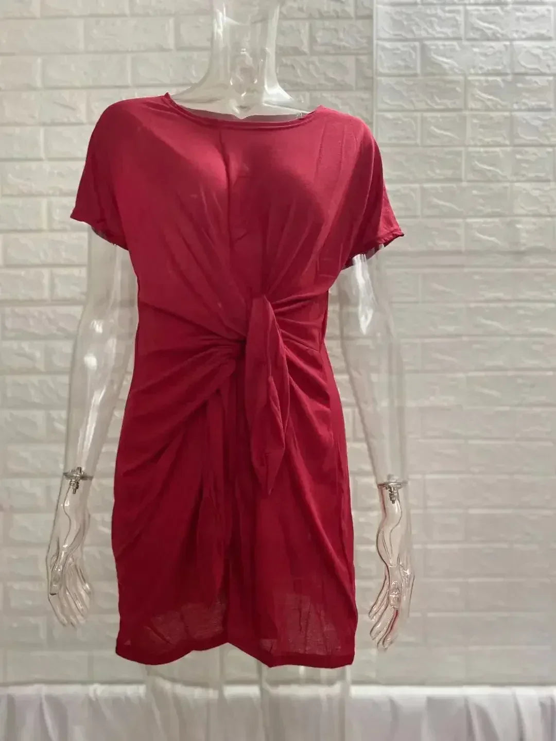Lace-Up Waist A-Line Mini Dress