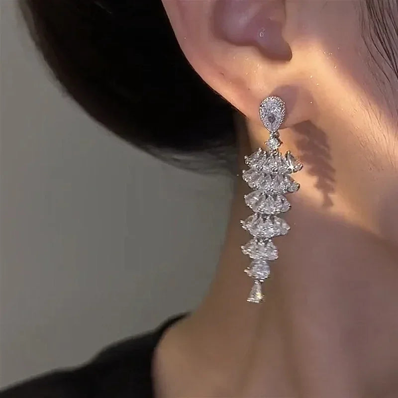 Elegant Crystal Drop Earrings for Bridal