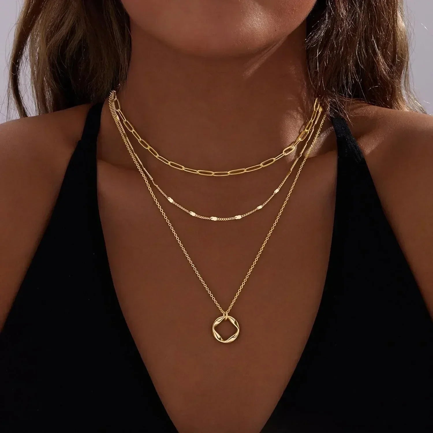 Layered Gold Necklaces for Women- 14K Gold Silver Plated