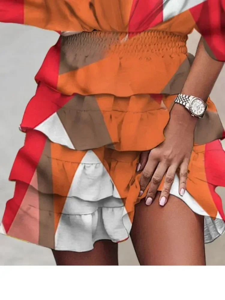 Batwing Sleeve Tiered Ruffle Mini Dress