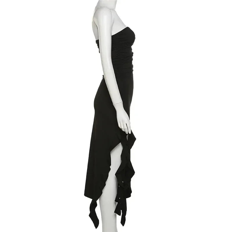 Ruffle Off-Shoulder Midi Dress