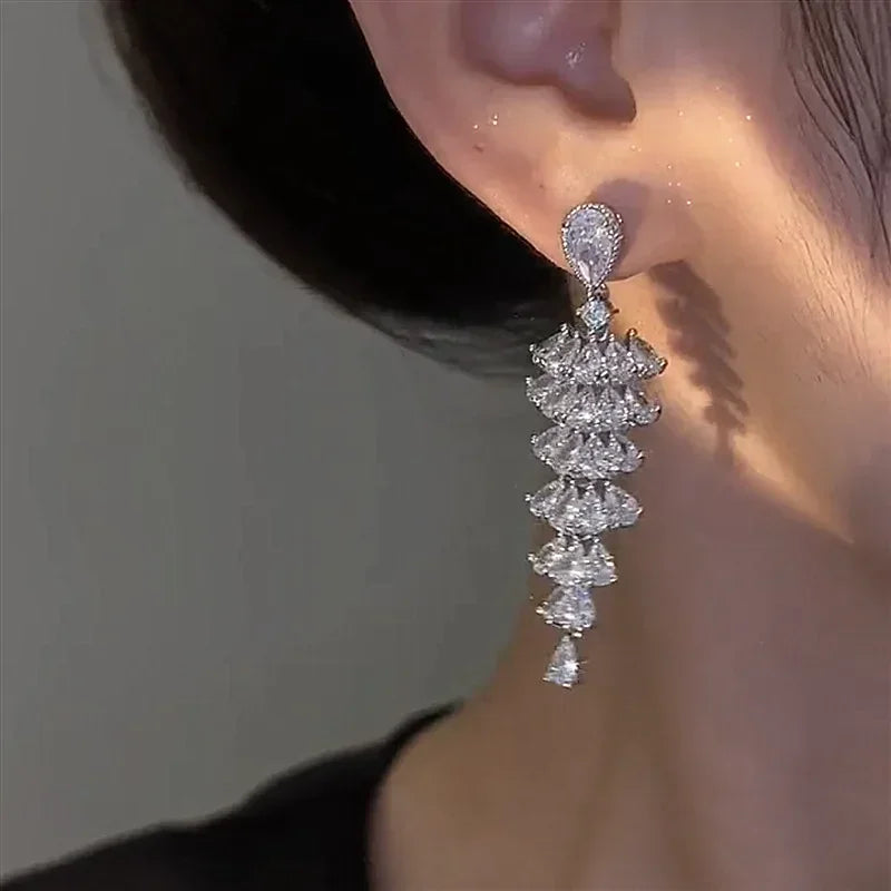Elegant Crystal Drop Earrings for Bridal