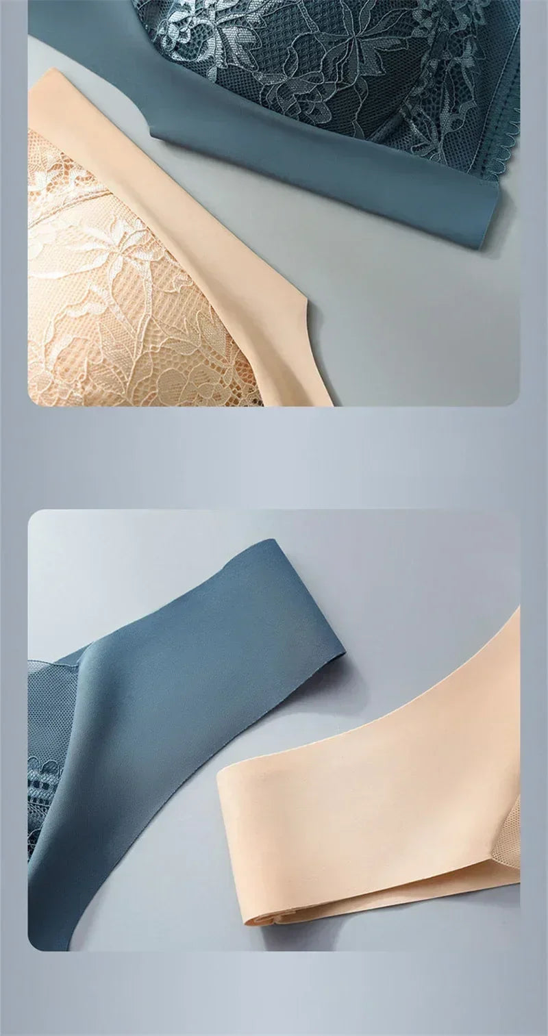 Two fabric swatches, one blue and one beige, on a light gray background.