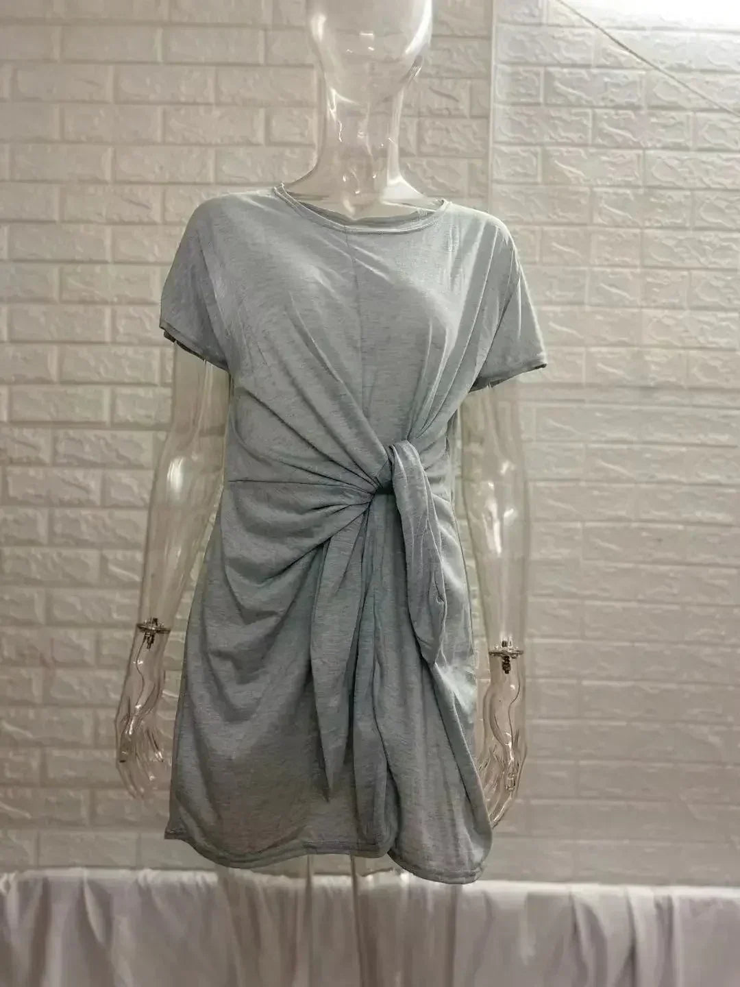 Lace-Up Waist A-Line Mini Dress