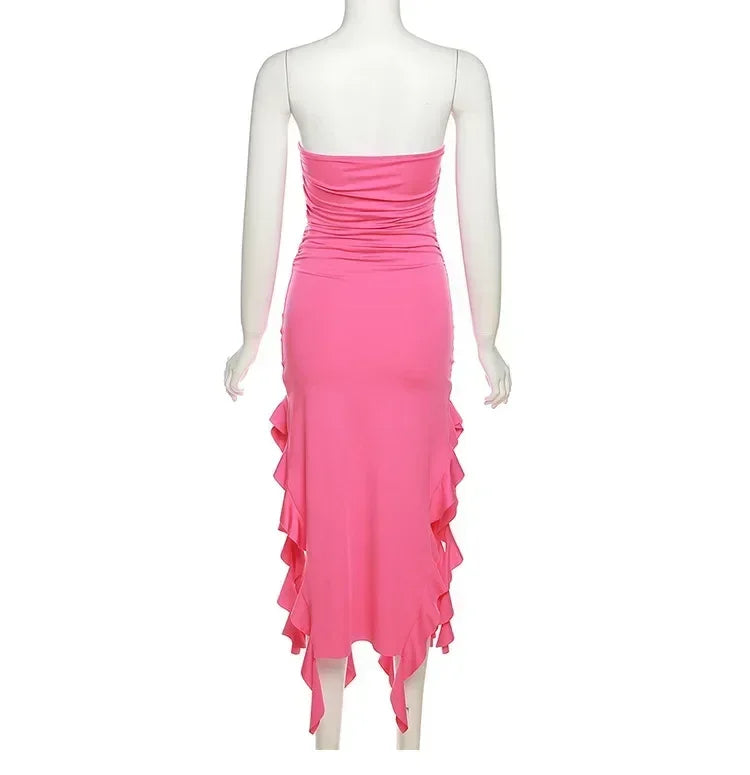 Ruffle Off-Shoulder Midi Dress