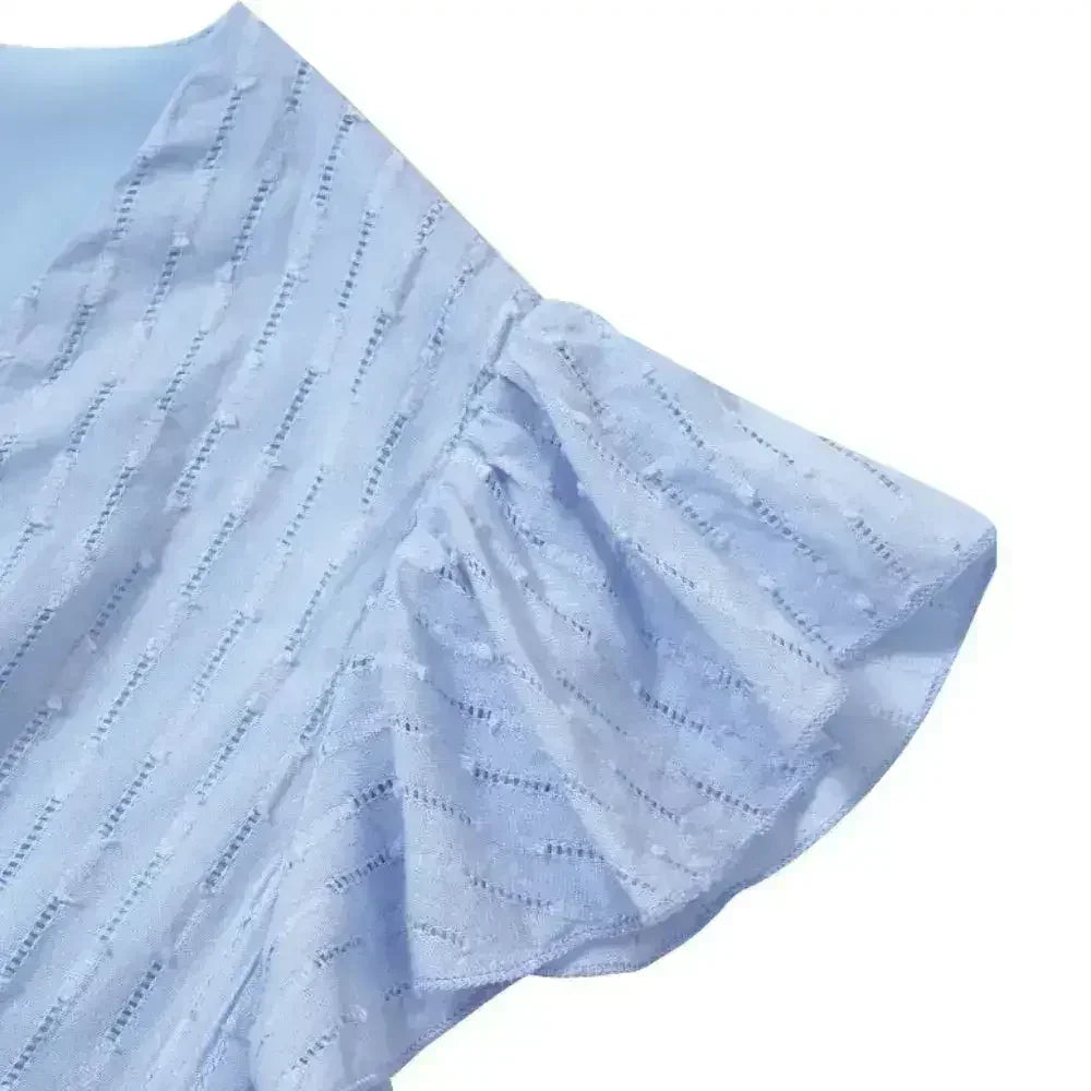 Women V-Neck Ruffle Sleeve Summer Dress