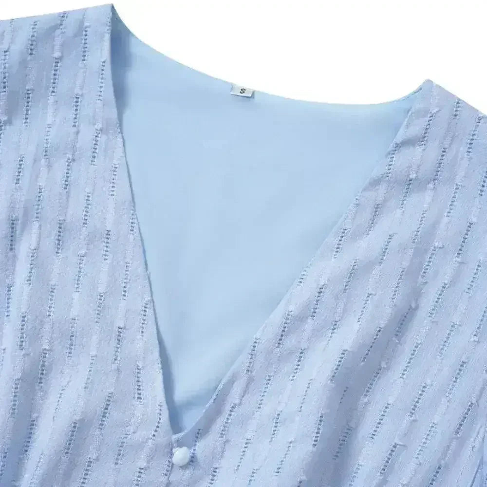 Women V-Neck Ruffle Sleeve Summer Dress