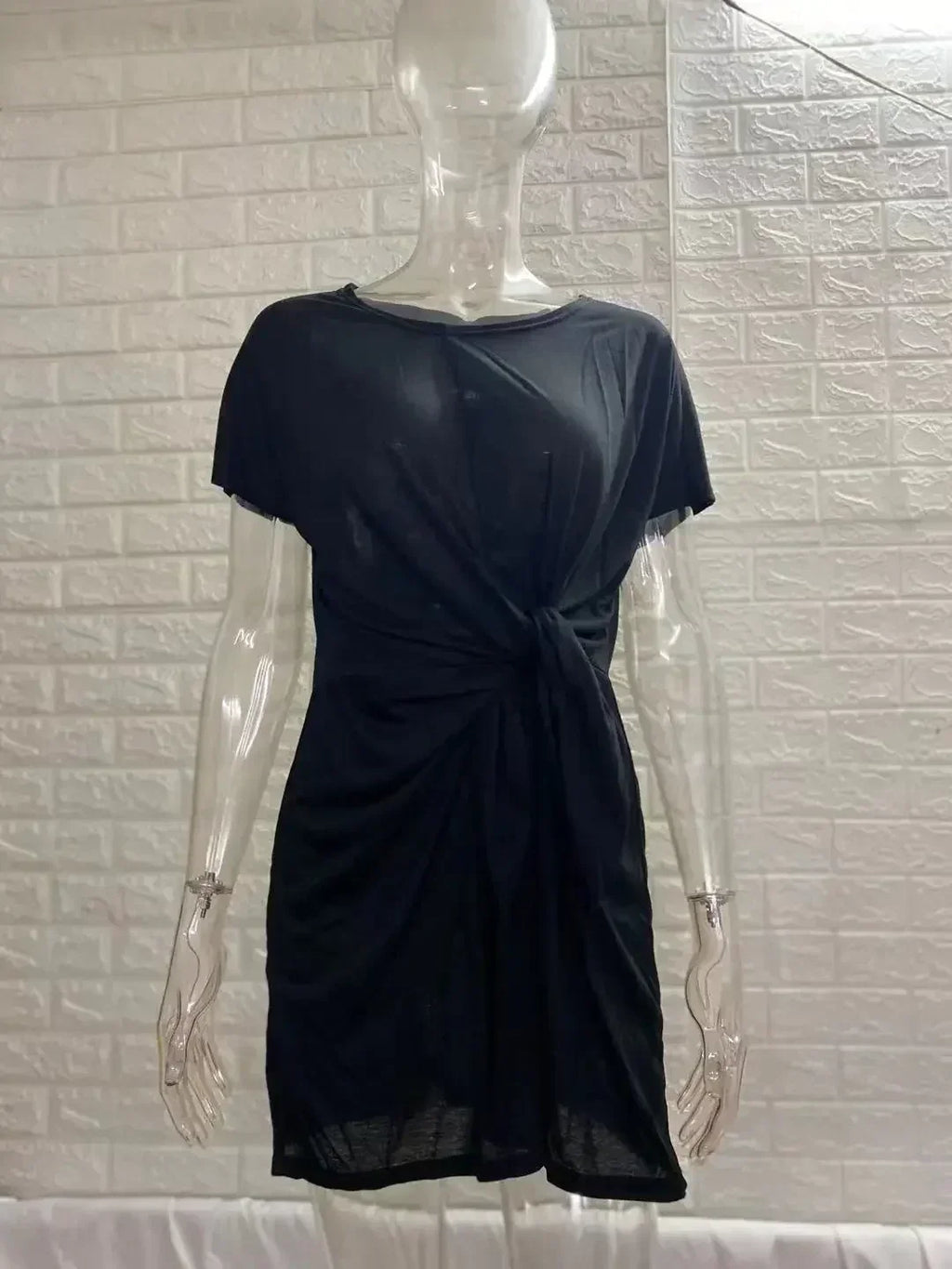 Lace-Up Waist A-Line Mini Dress