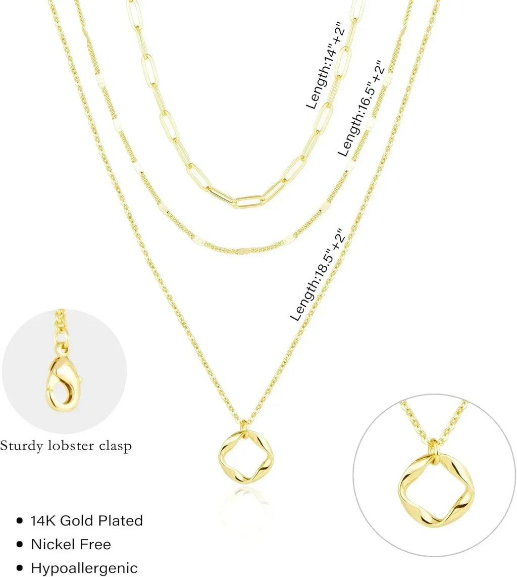 Layered Gold Necklaces for Women- 14K Gold Silver Plated