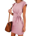 Lace-Up Waist A-Line Mini Dress