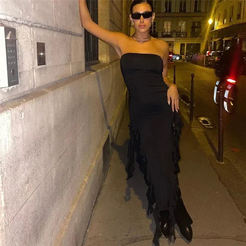 Ruffle Off-Shoulder Midi Dress