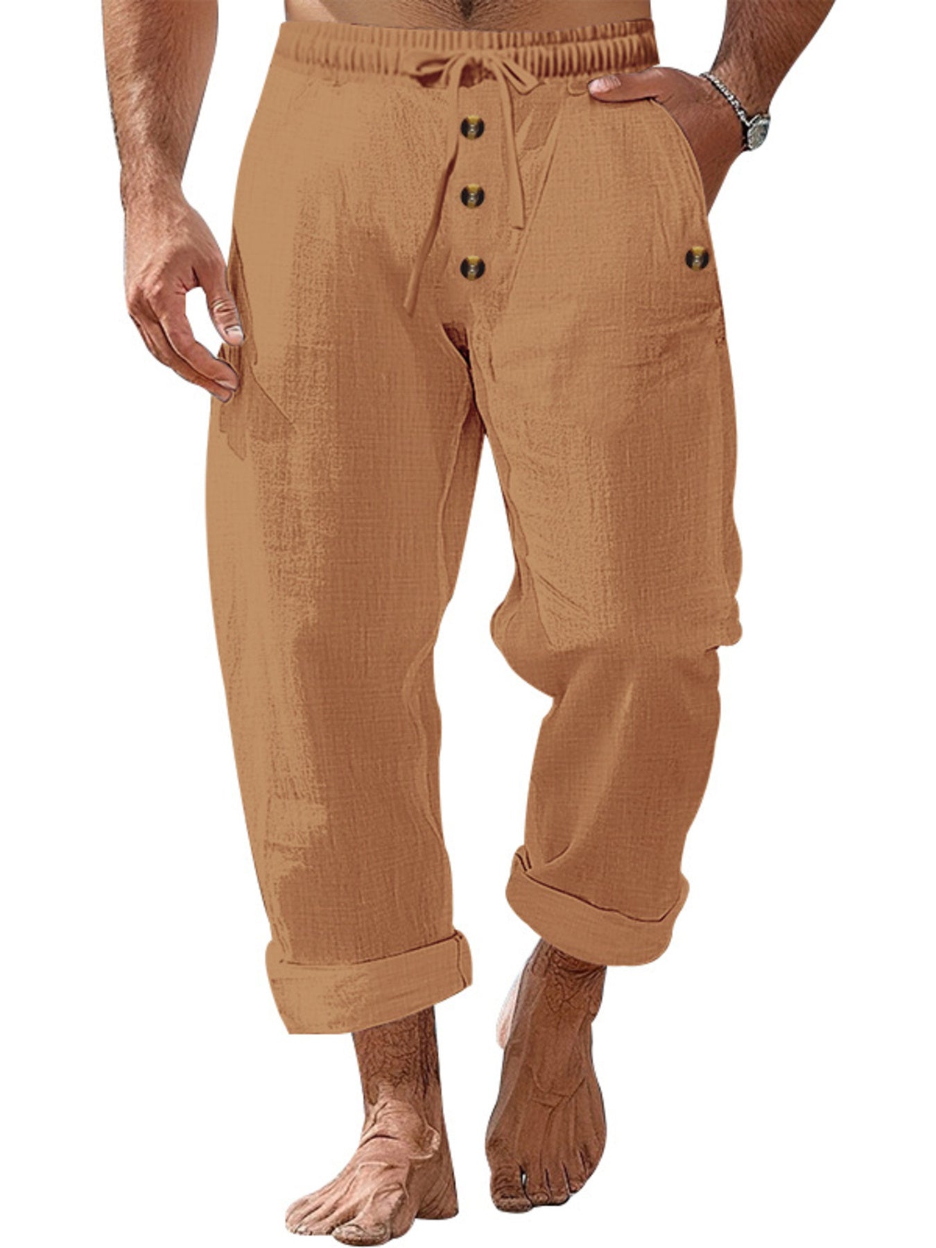 Men's Full Size Button-Fly Drawstring Pants