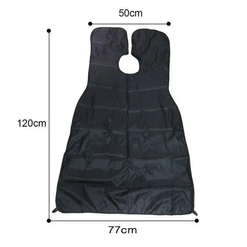 Black fabric with hole cut out with measurements on a white background